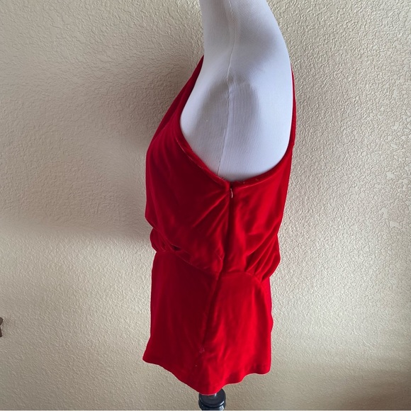 Eva Franco Silk Daphne Top Blouse One Shoulder Velvet Red Ruched: 10 - Picture 6 of 14